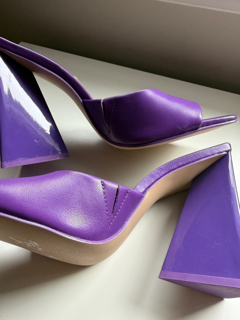 Steve Madden Purple Square-Toe High Heel Mules - Picture 9 of 10